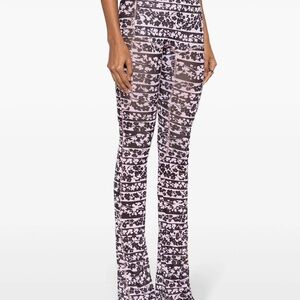 Elegant Black and Purple Floral Women's Flare Pants and Top amazing set